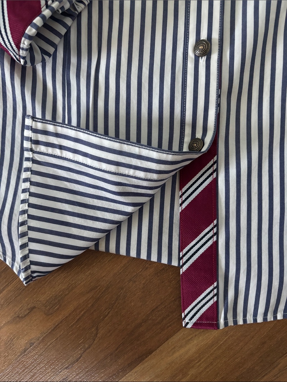Brooks Brothers Striped Button Down Shirt with Contrast Rolled Cuffs Size 2 - Picture 6 of 8